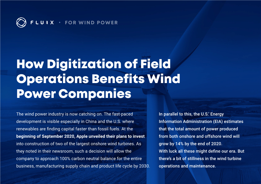 How Digitization of Field Operations Benefits Wind Power Companies