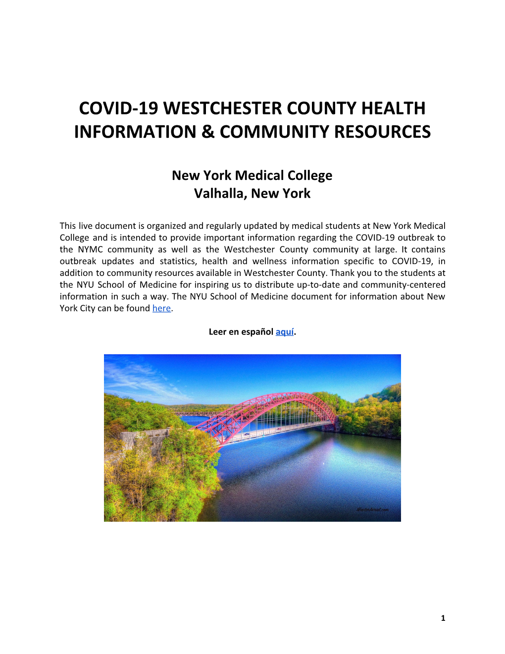 Covid-19 Westchester County Health Information & Community Resources