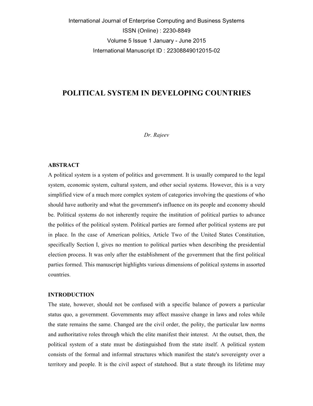 Political System in Developing Countries