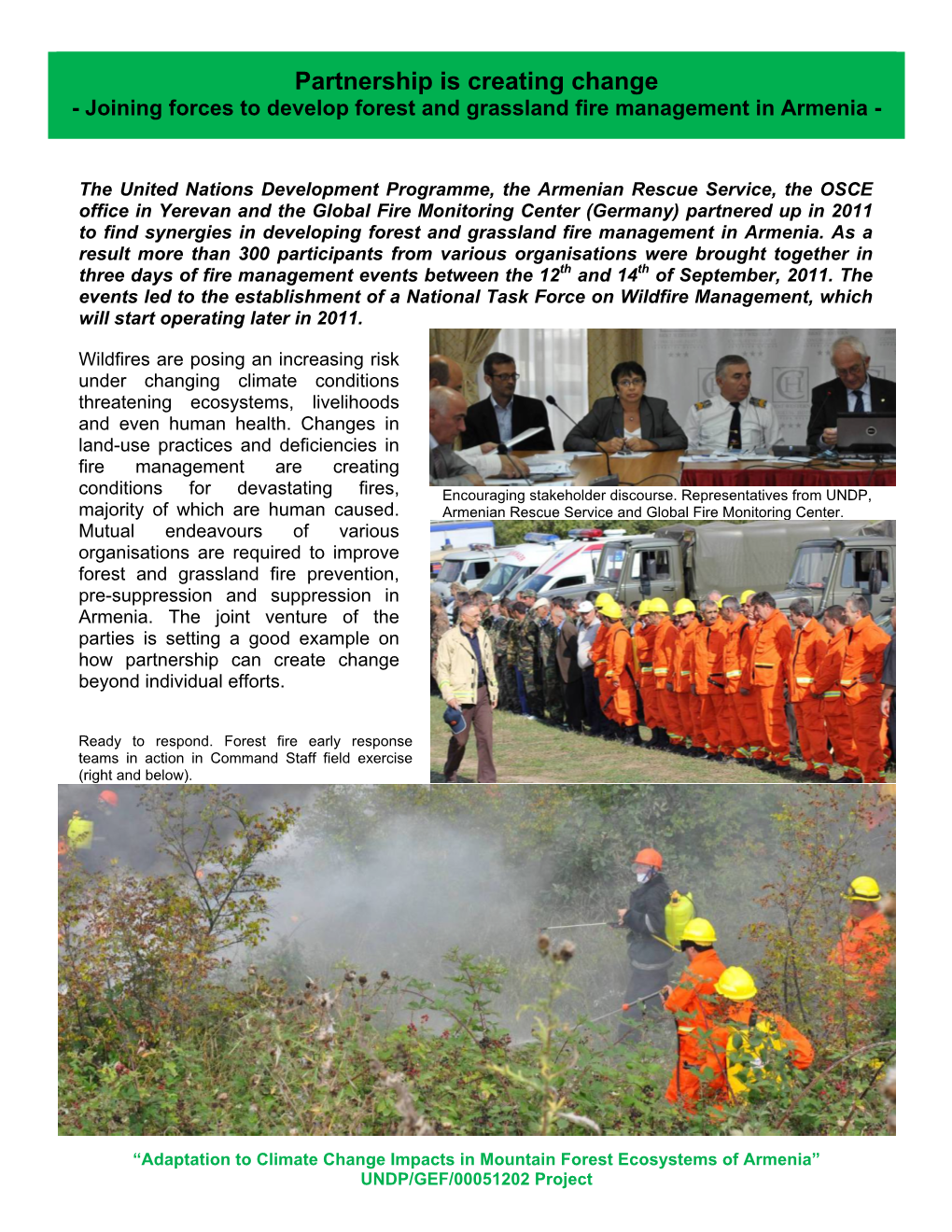 Partnership Is Creating Change - Joining Forces to Develop Forest and Grassland Fire Management in Armenia