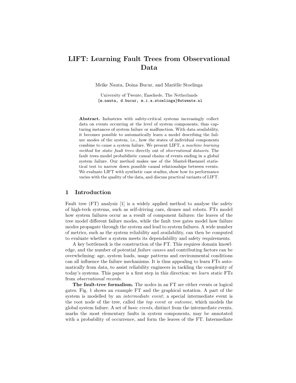 Learning Fault Trees from Observational Data