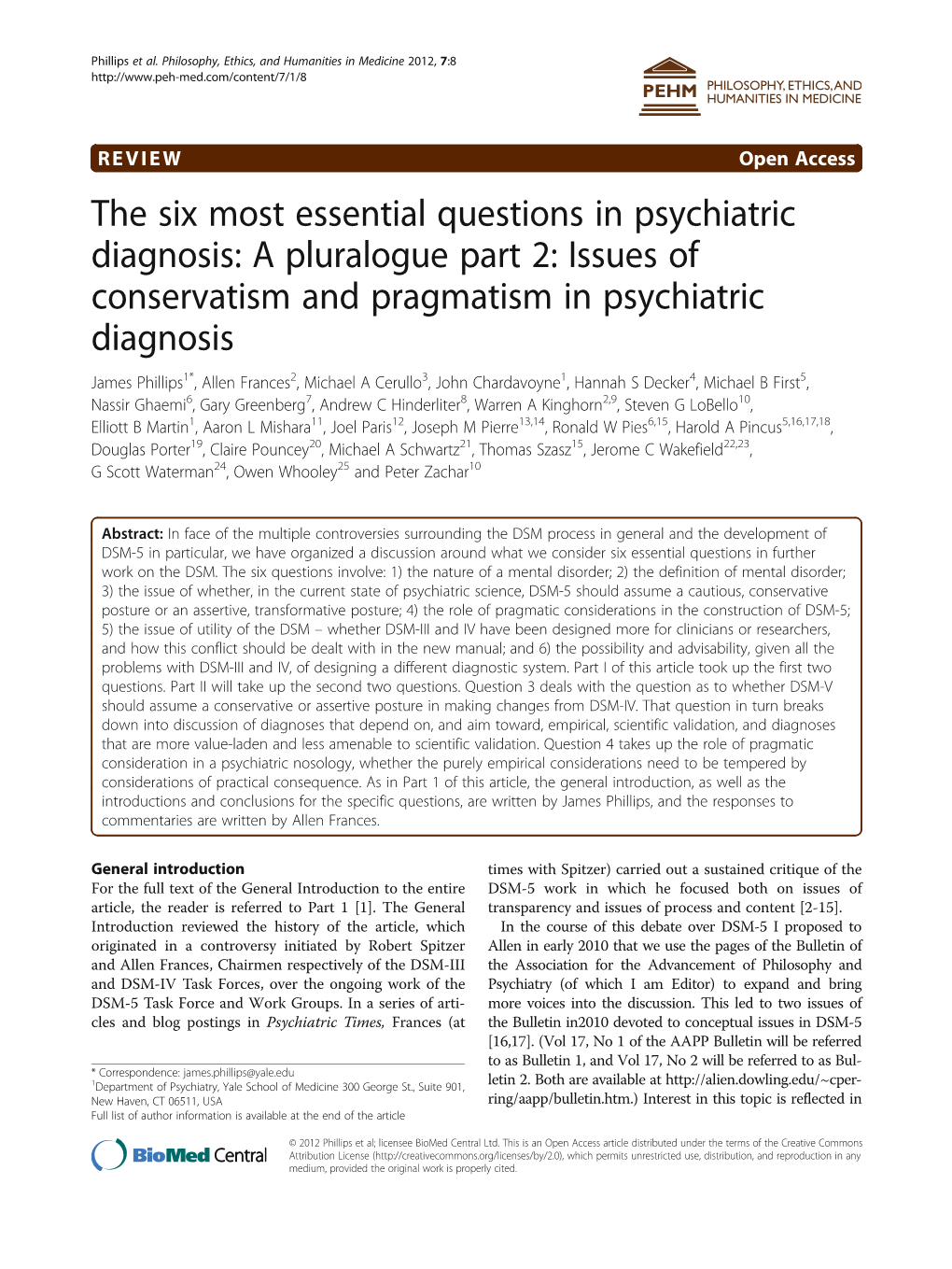 The Six Most Essential Questions in Psychiatric Diagnosis: a Pluralogue