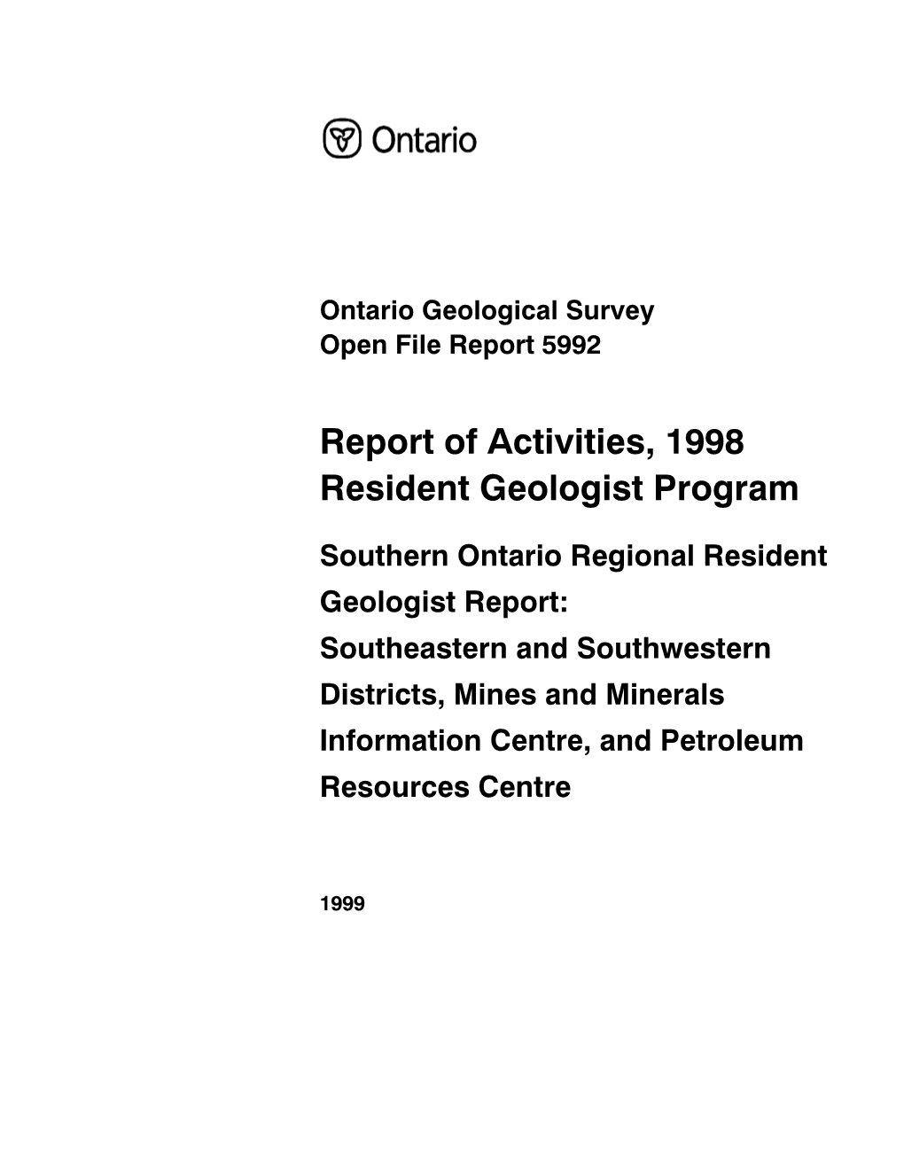 Report of Activities 1998