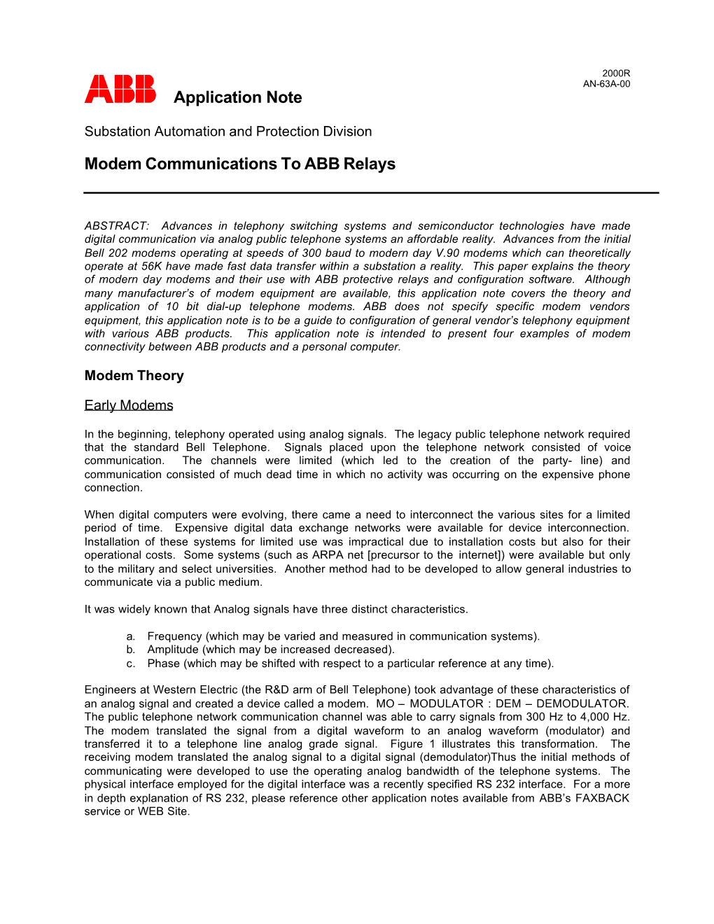 Modem Communications to ABB Relays