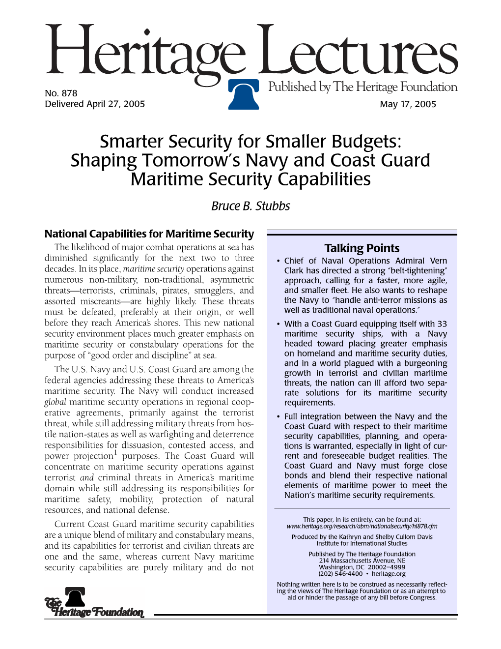 Shaping Tomorrow's Navy and Coast Guard Maritime Security Capabilities