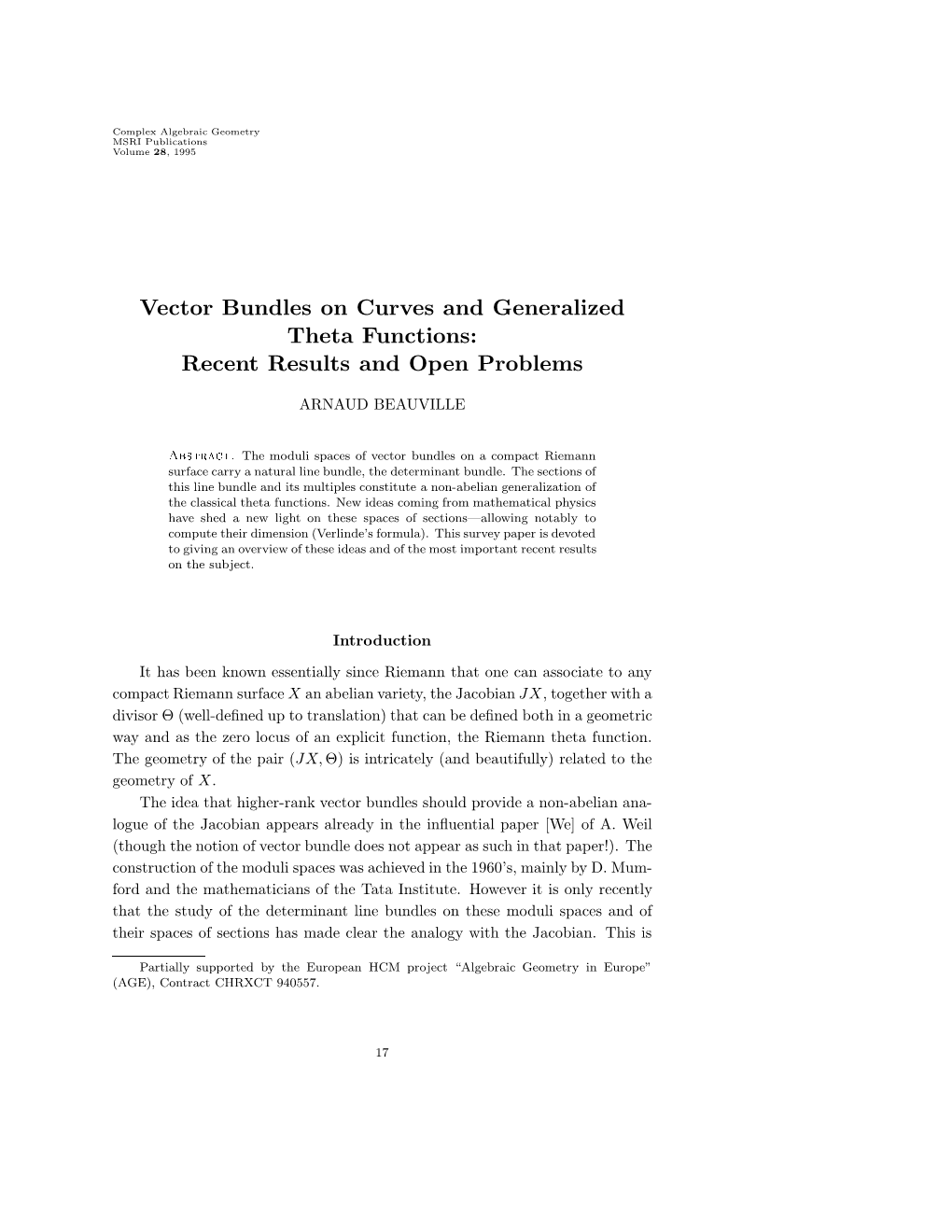 Vector Bundles on Curves and Generalized Theta Functions: Recent Results and Open Problems