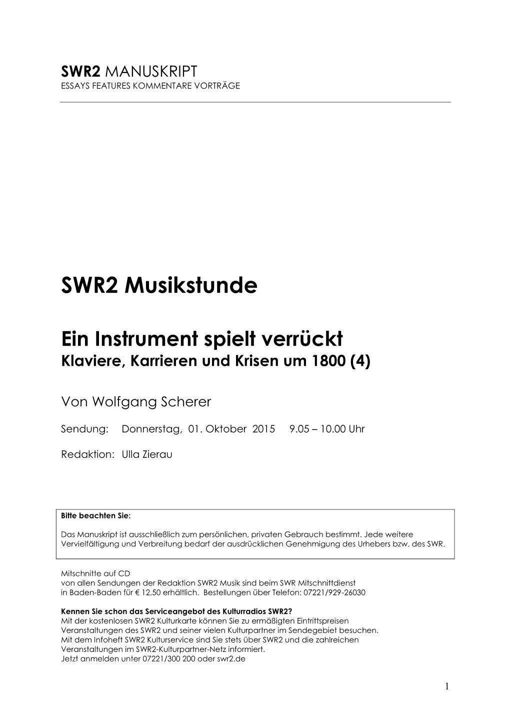 SWR2 Musikstunde