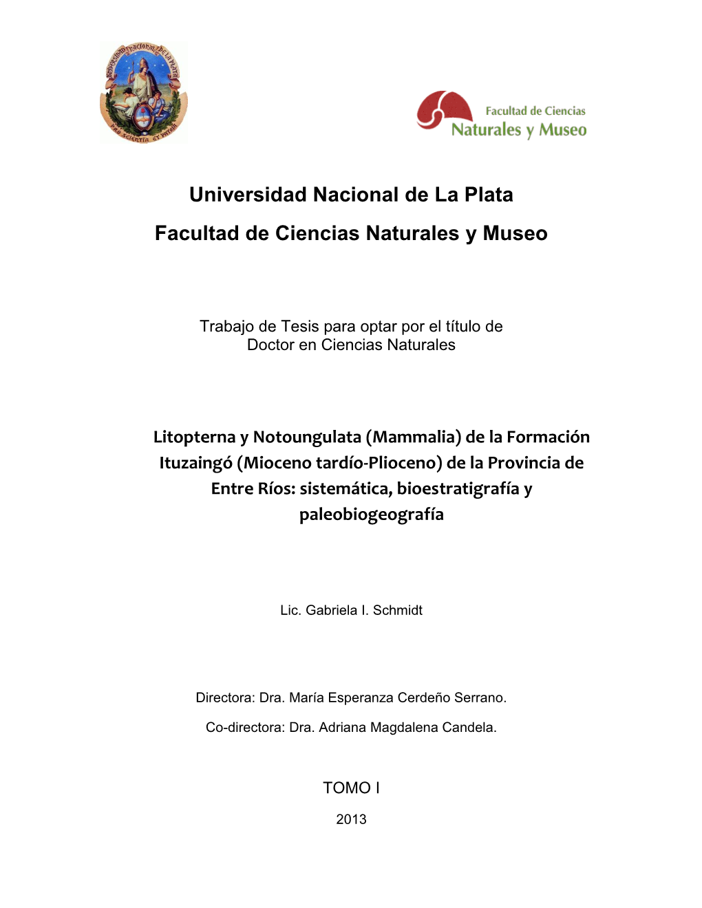 Universidad Nacional De La Plata Facultad De Ciencias Naturales Y Museo