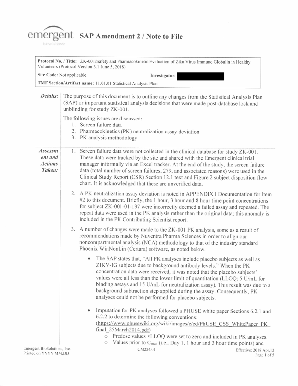 Statistical Analysis Plan