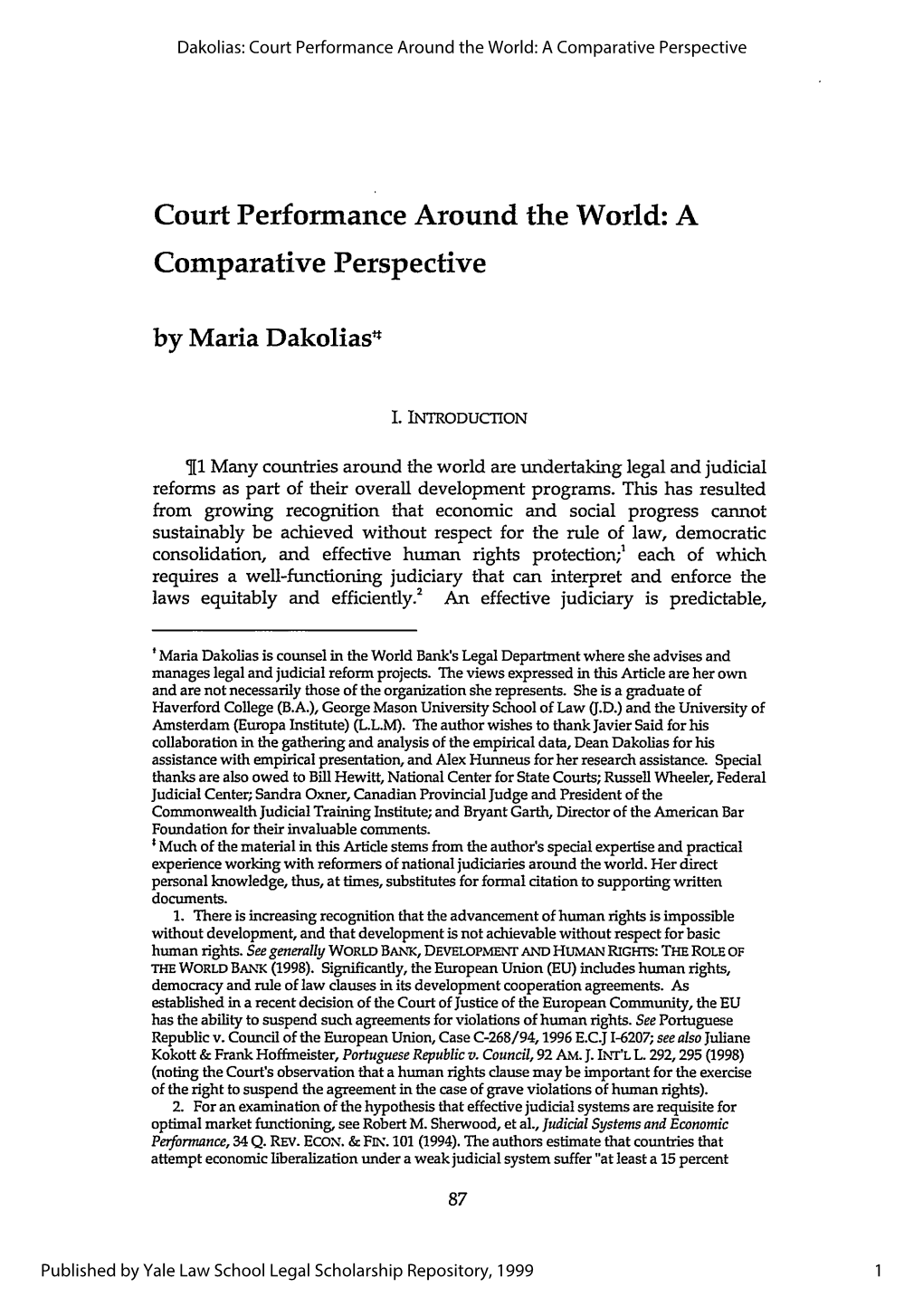 Court Performance Around the World: a Comparative Perspective