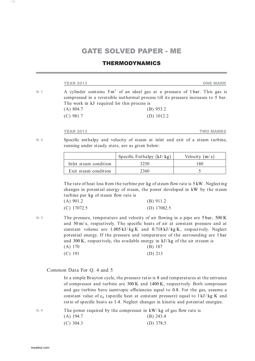 Gate Solved Paper - Me