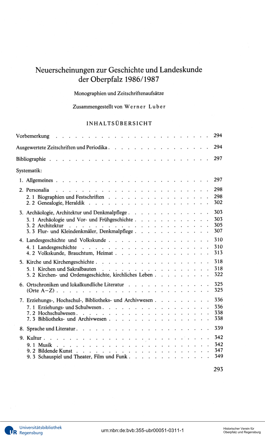 Neuerscheinungen Zur Geschichte Und Landeskunde Der Oberpfalz 1986/1987