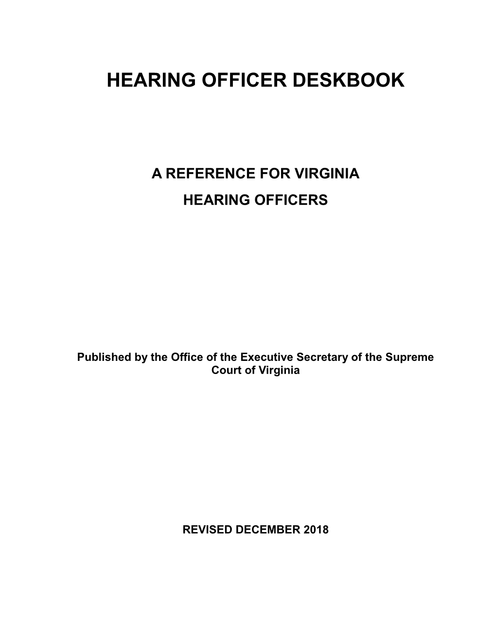 Hearing Officer Deskbook