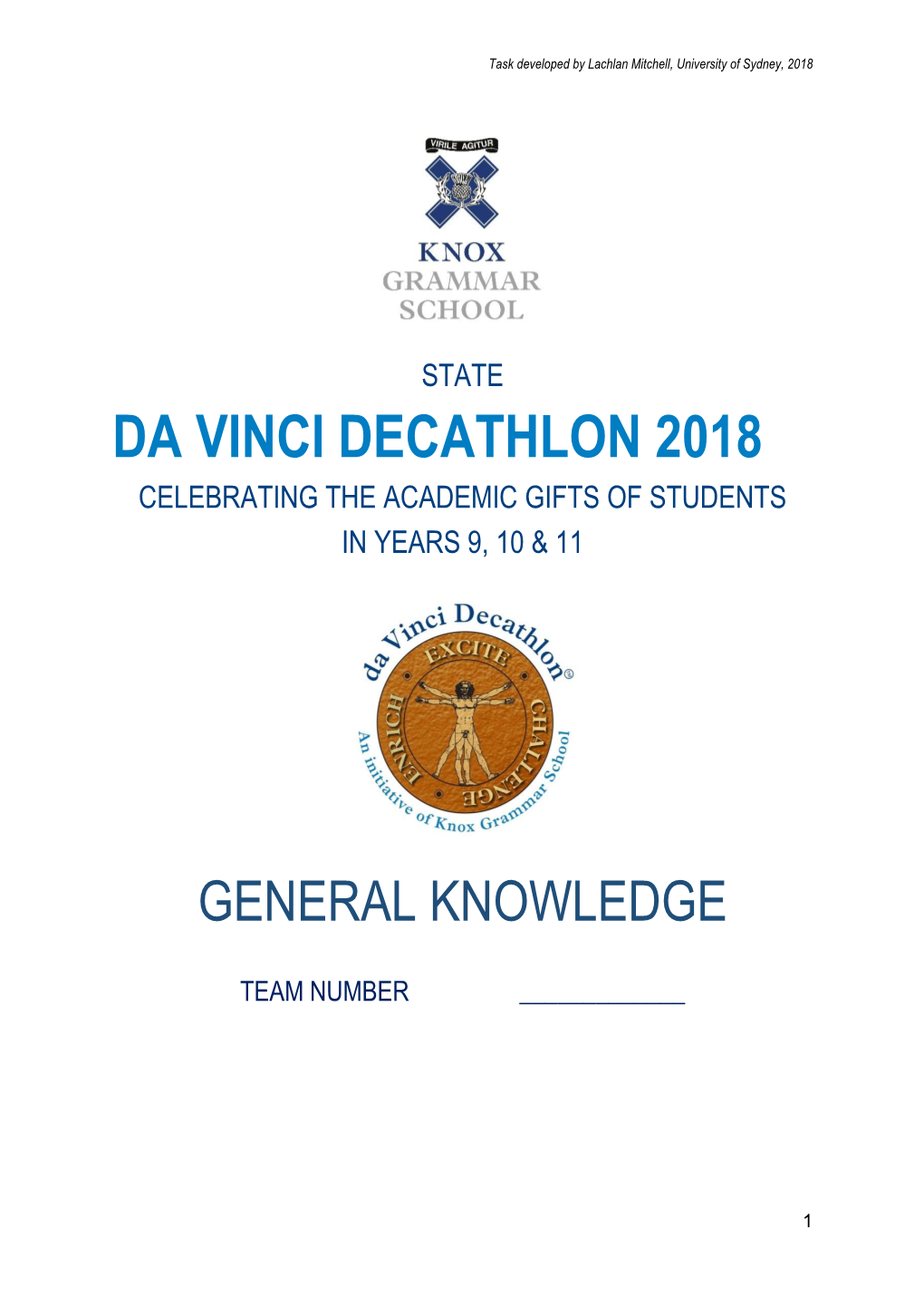 Da Vinci Decathlon 2018 Celebrating the Academic Gifts of Students in Years 9, 10 & 11