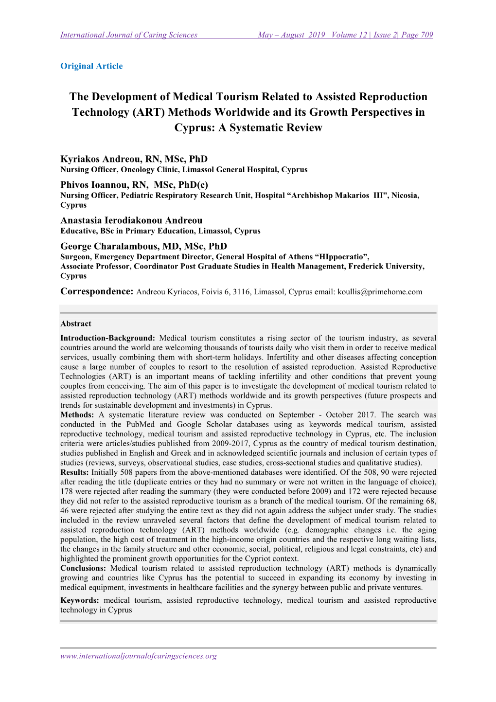 The Development of Medical Tourism Related to Assisted Reproduction Technology (ART) Methods Worldwide and Its Growth Perspectives in Cyprus: a Systematic Review