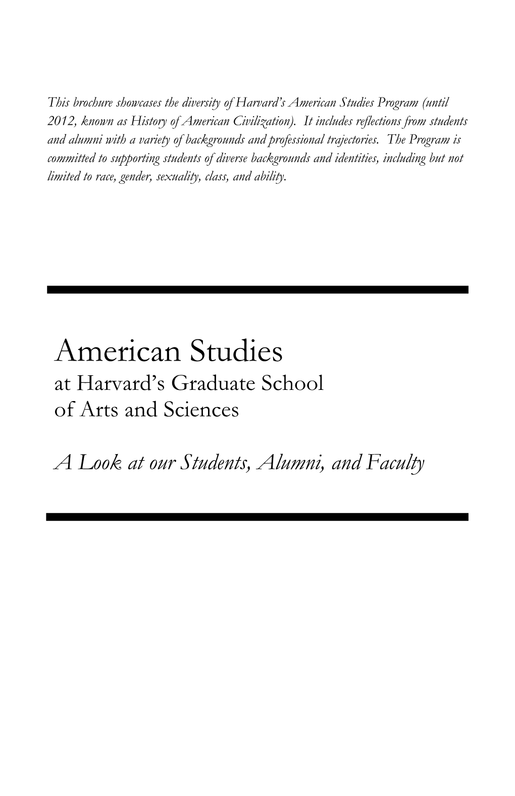 American Studies 2019 Diversity Brochure