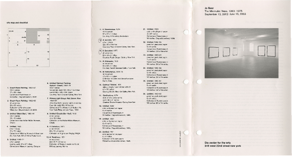 Exhibition Brochure, Jo Baer, the Minimalist Years.Pdf