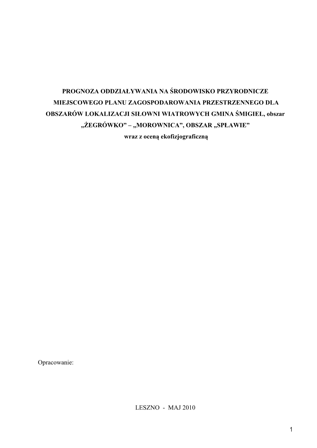 Prognoza Oddzialywania Na Srodowisko MOROWNICA