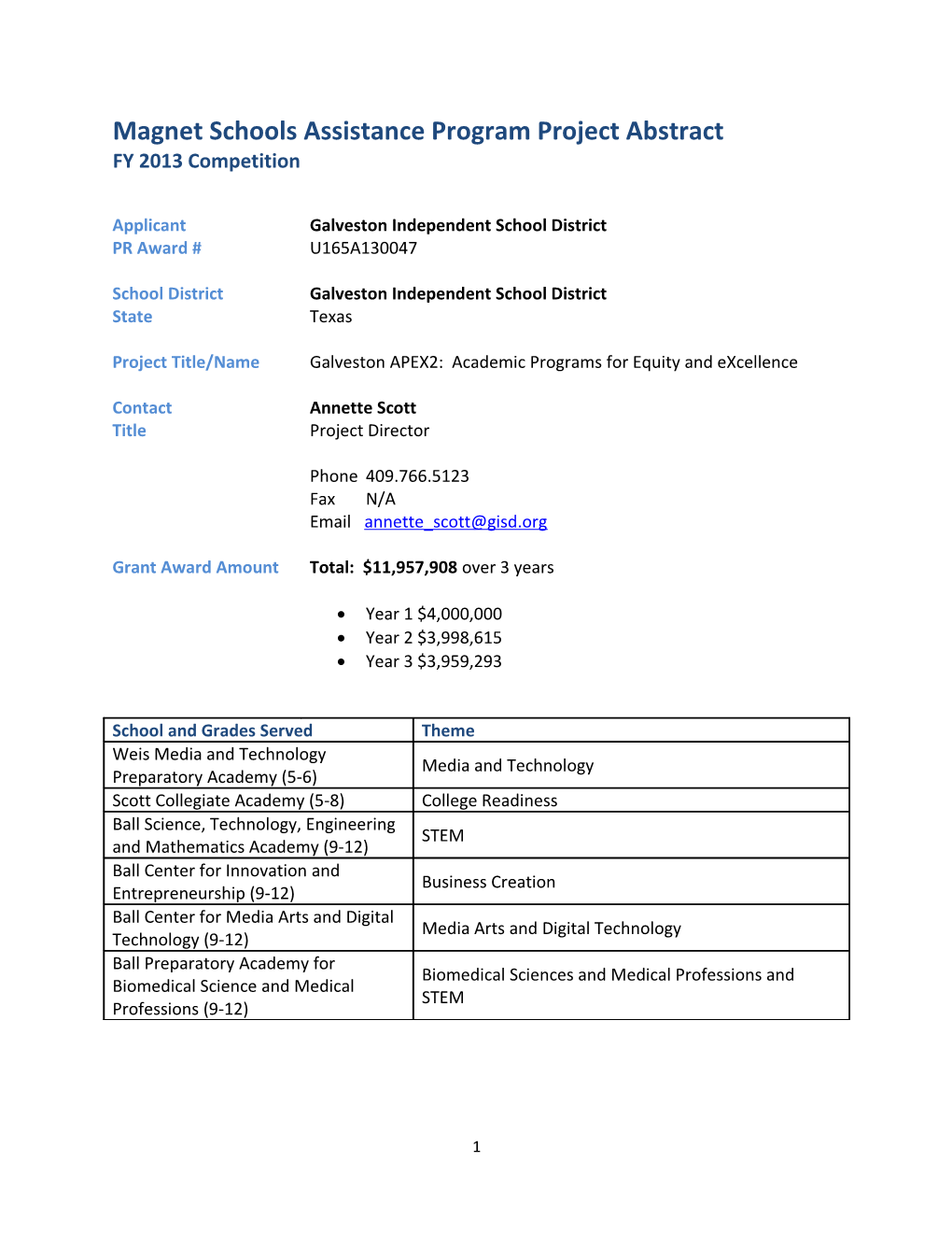 Magnet Schools Assistance Program Project Abstract s3