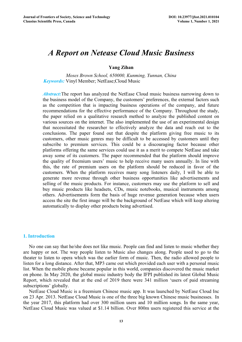 A Report on Netease Cloud Music Business