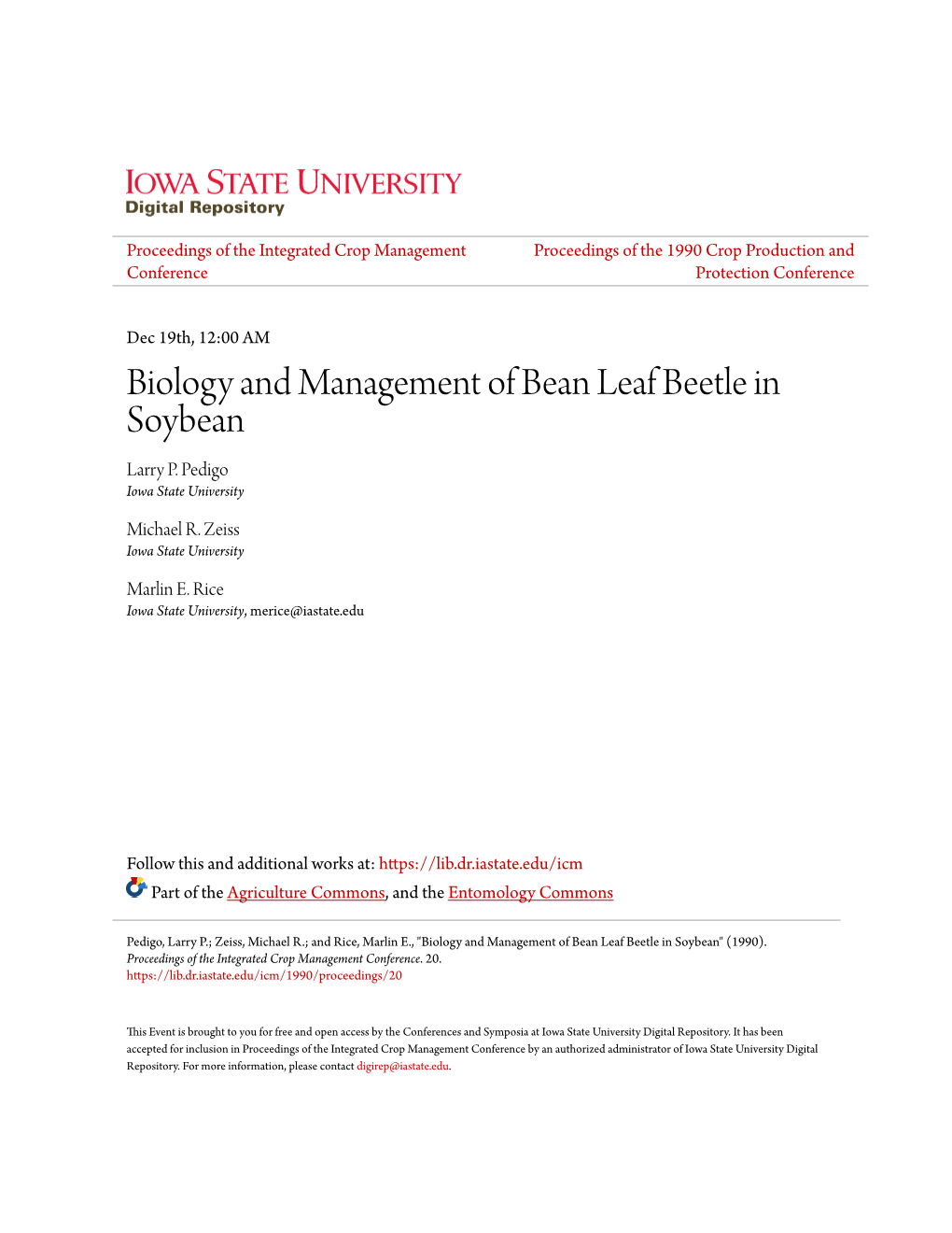 Biology and Management of Bean Leaf Beetle in Soybean Larry P