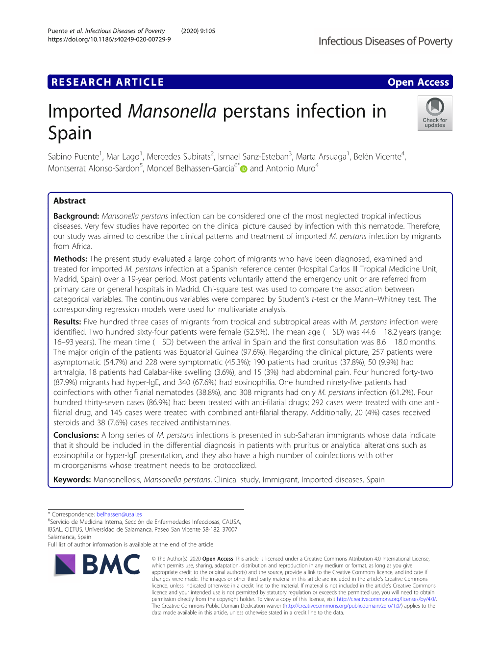 Imported Mansonella Perstans Infection in Spain