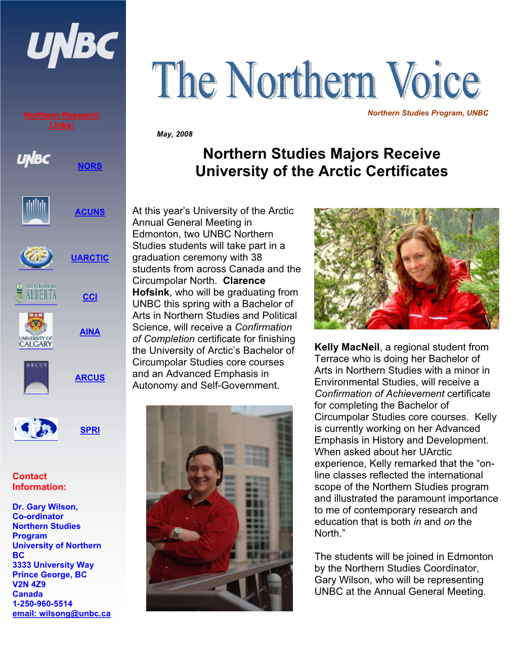 Northern Studies Majors Receive University of the Arctic Certificates