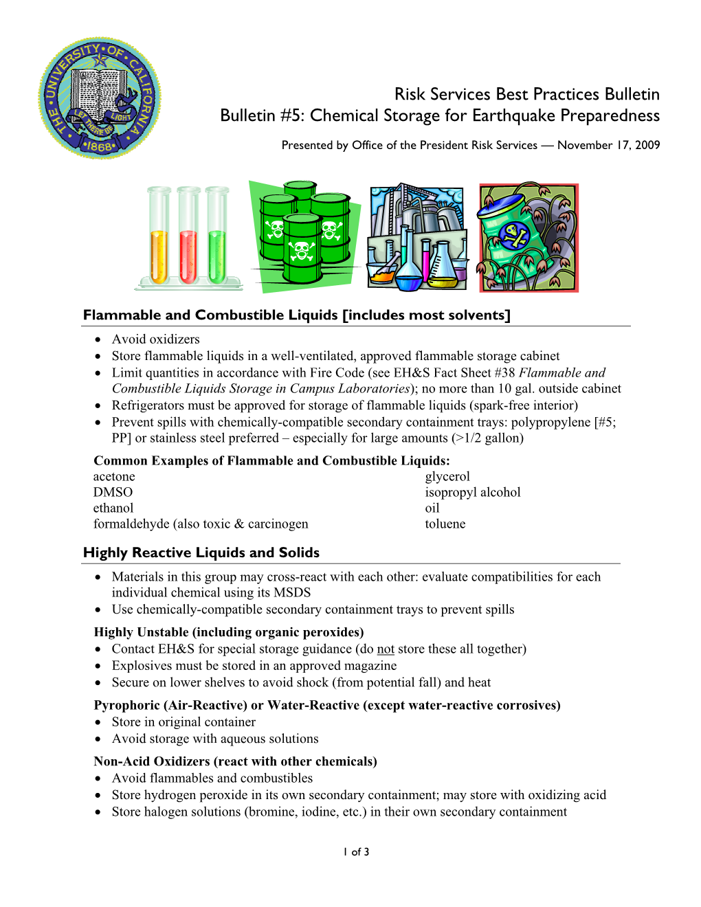 Chemical Storage for Earthquake Preparedness