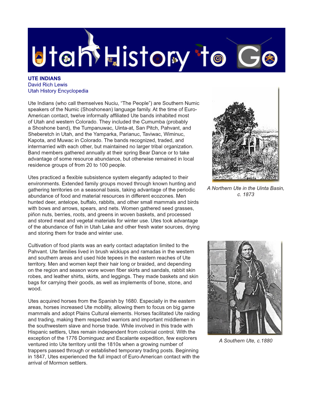 Ute Indians Article