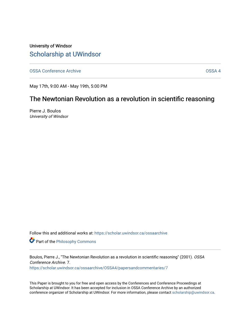 The Newtonian Revolution As a Revolution in Scientific Reasoning Author: Pierre J
