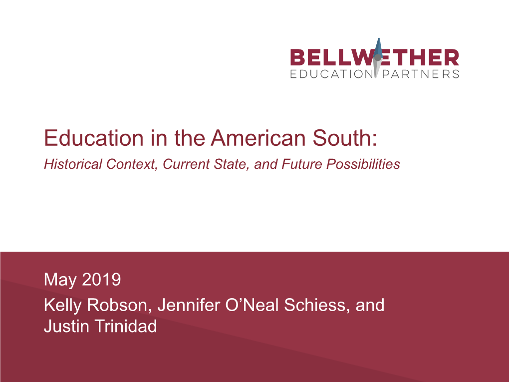 Education in the American South: Historical Context, Current State, and Future Possibilities