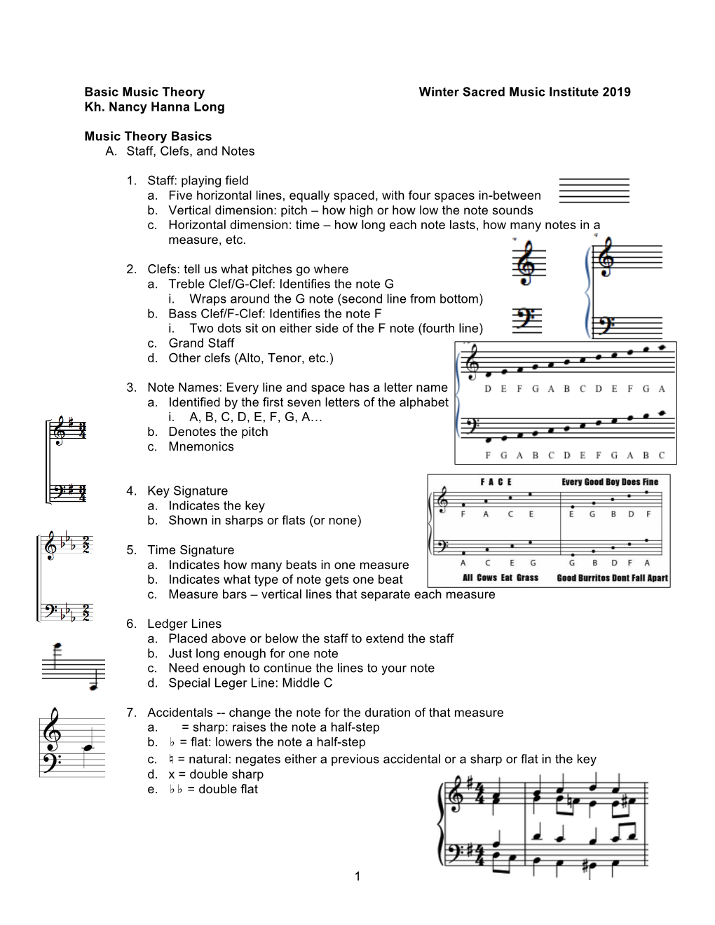 Music Theory Winter Sacred Music Institute 2019 Kh