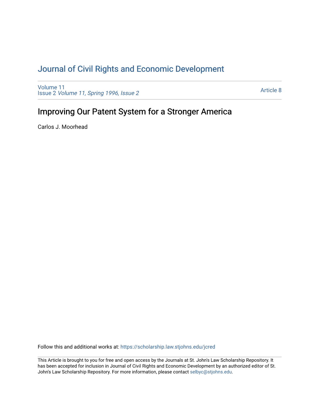 Improving Our Patent System for a Stronger America