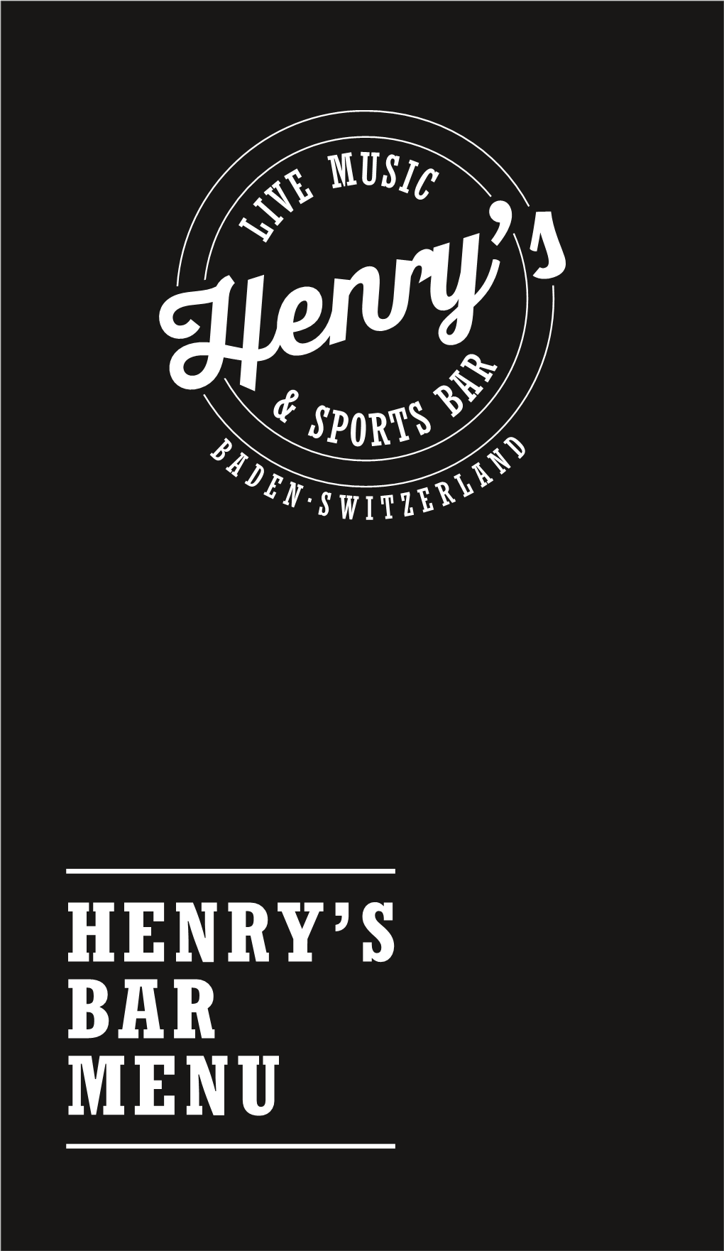 Henry's Bar Menu