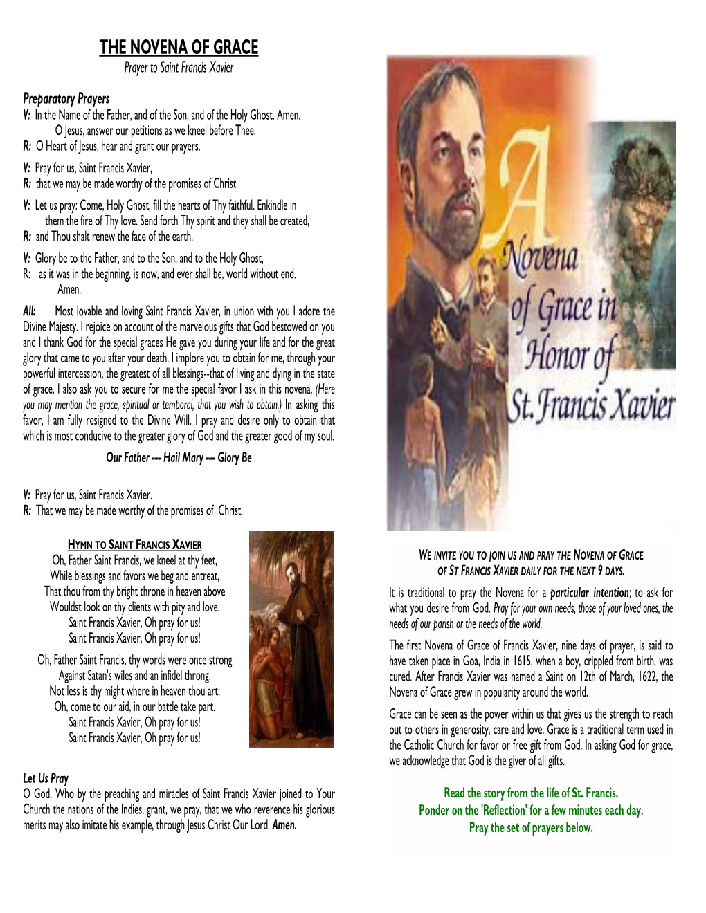 THE NOVENA of GRACE Prayer to Saint Francis Xavier