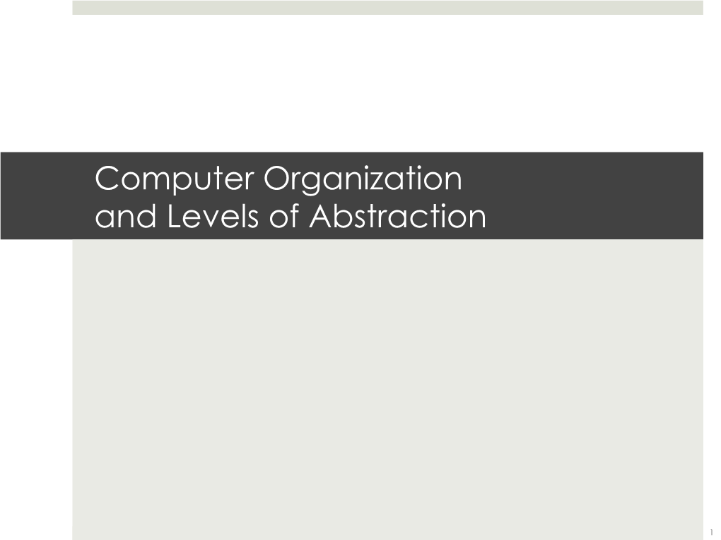 Computer Organization and Levels of Abstraction