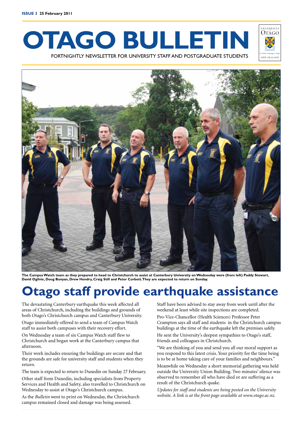 Otago Bulletin Fortnightly Newsletter for University Staff and Postgraduate Students