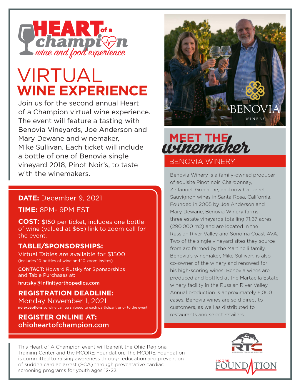 VIRTUAL WINE EXPERIENCE Join Us for the Second Annual Heart of a Champion Virtual Wine Experience