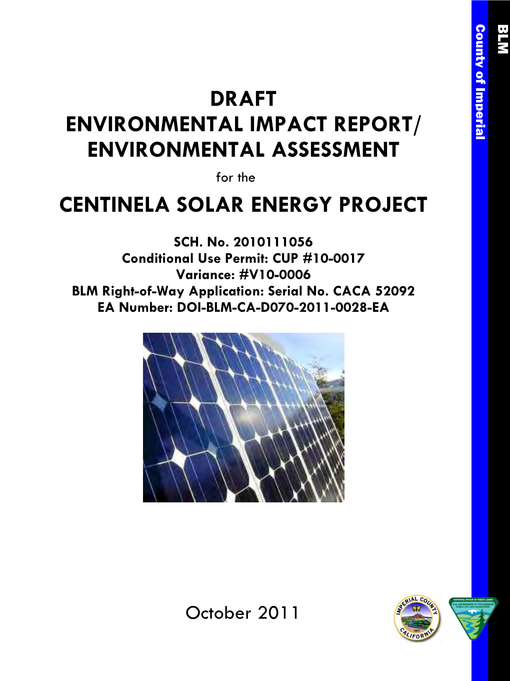 Centinela Solar Energy Project DEIR/EA Cover