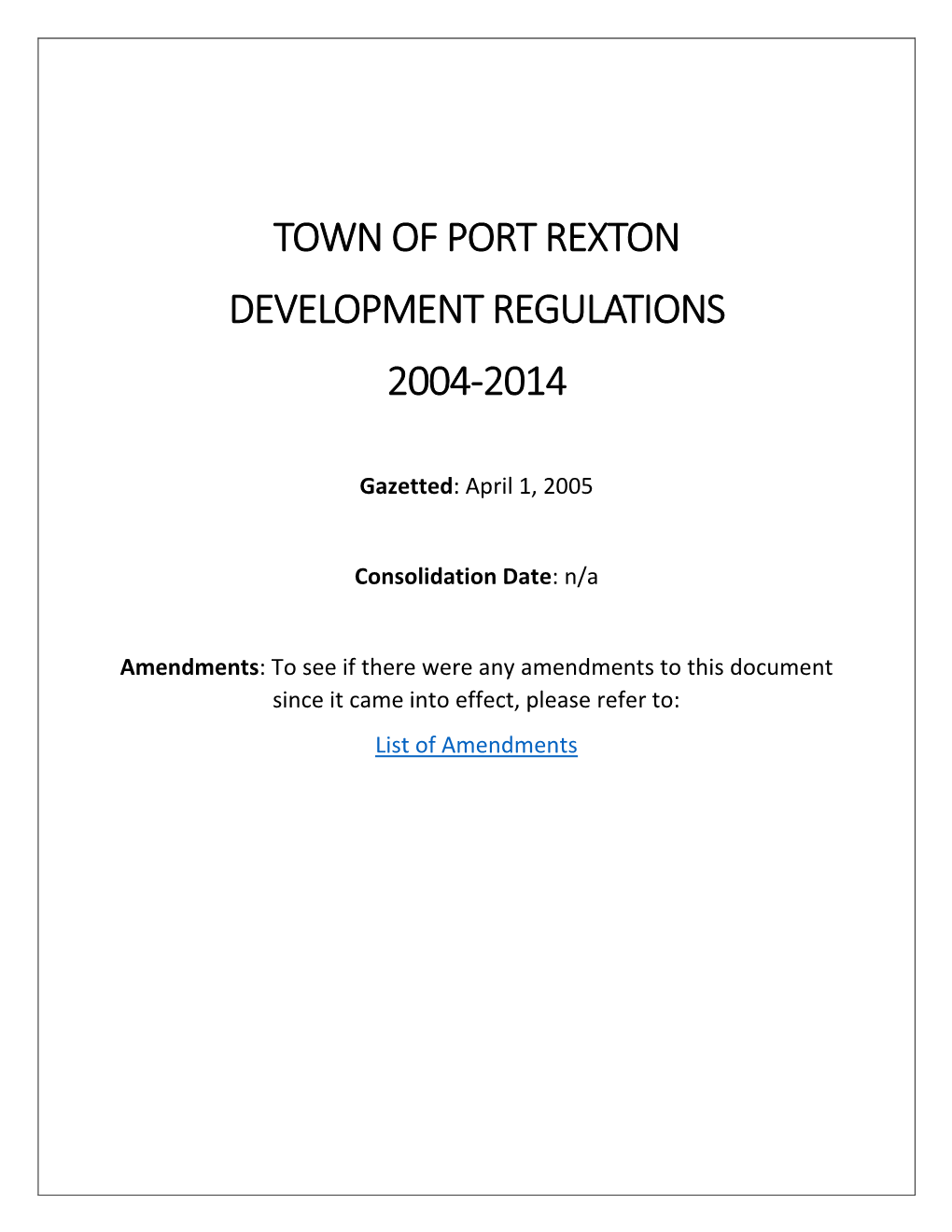 Town of Port Rexton Development Regulations 2004-2014