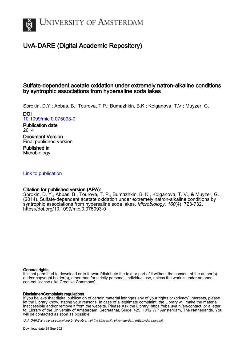 Sulfate-Dependent Acetate Oxidation Under Extremely Natron-Alkaline Conditions by Syntrophic Associations from Hypersaline Soda Lakes