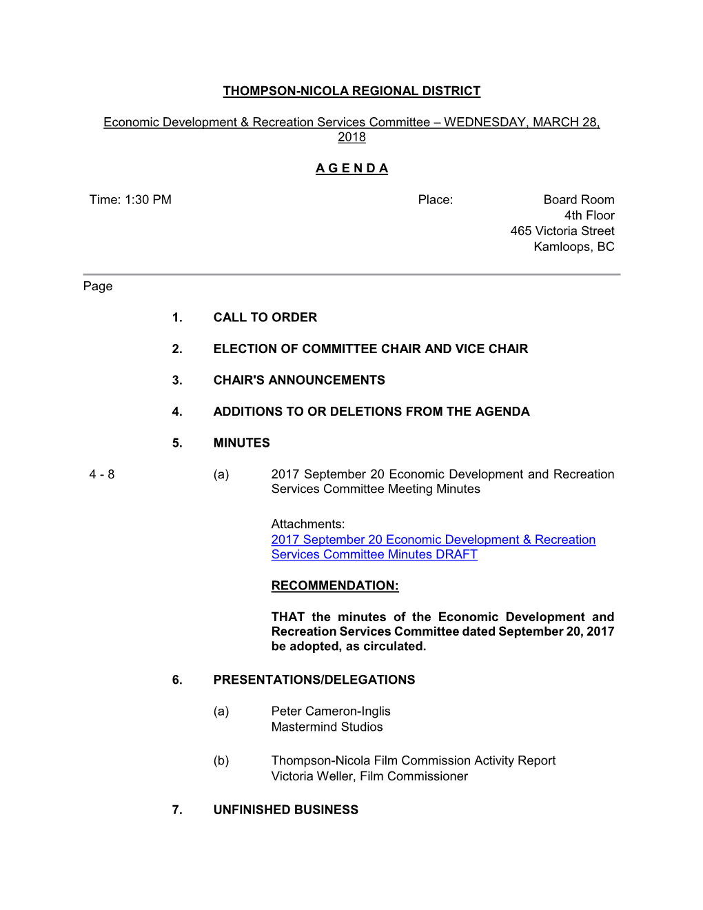 Economic Development & Recreation Services Committee