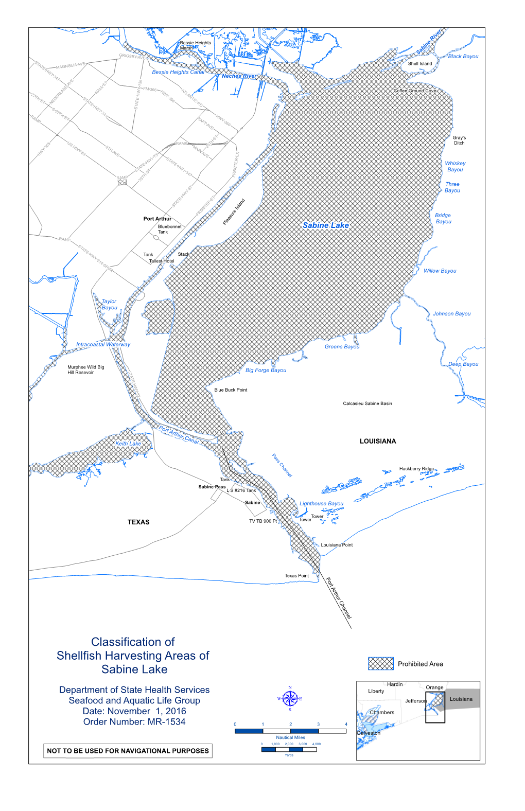 Classification of Shellfish Harvesting Areas of Sabine Lake