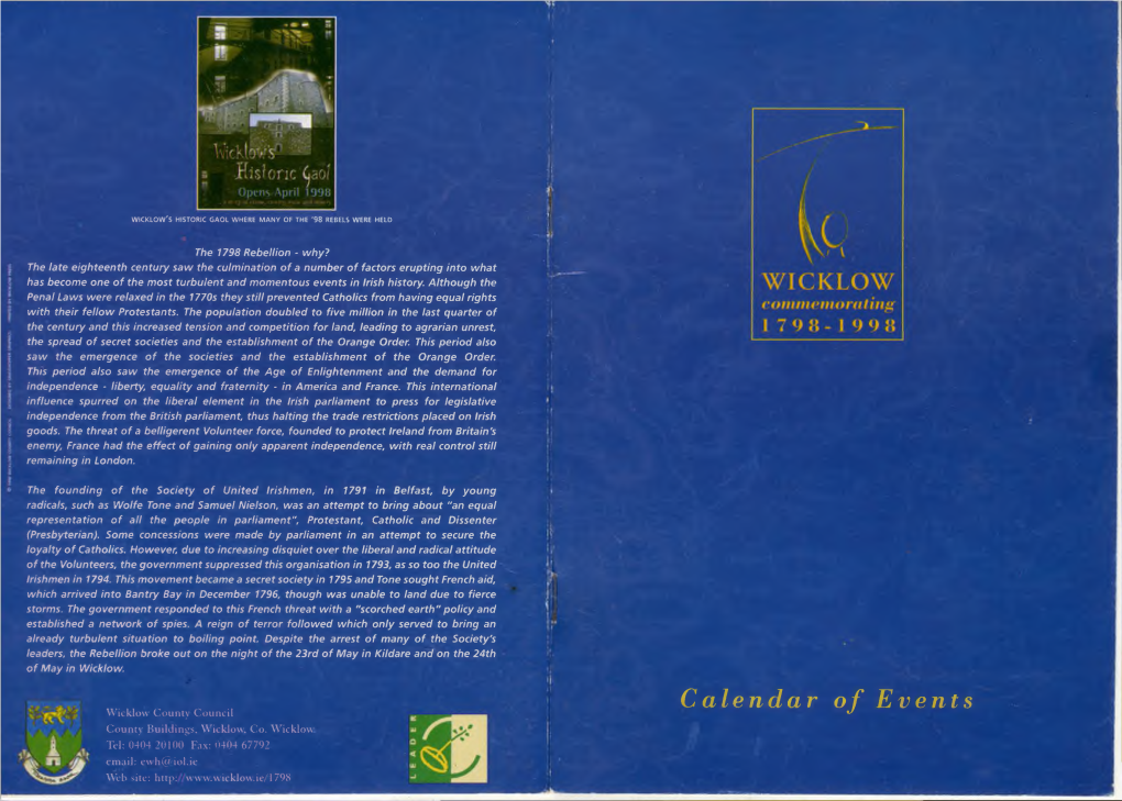 Calendar of Events Wicklow County Council County Buildings, Wicklow, Co