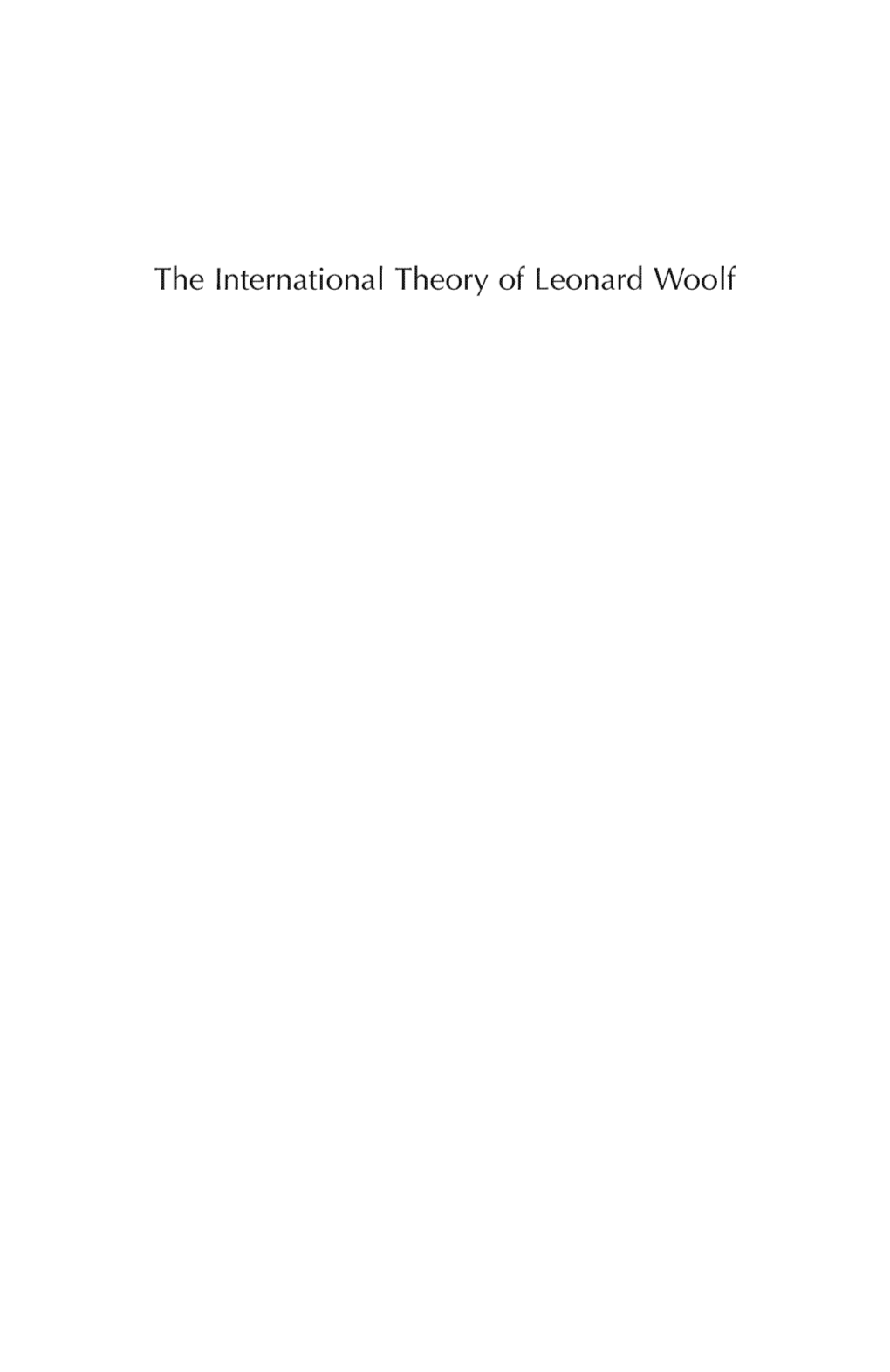 The International Theory of Leonard Woolf