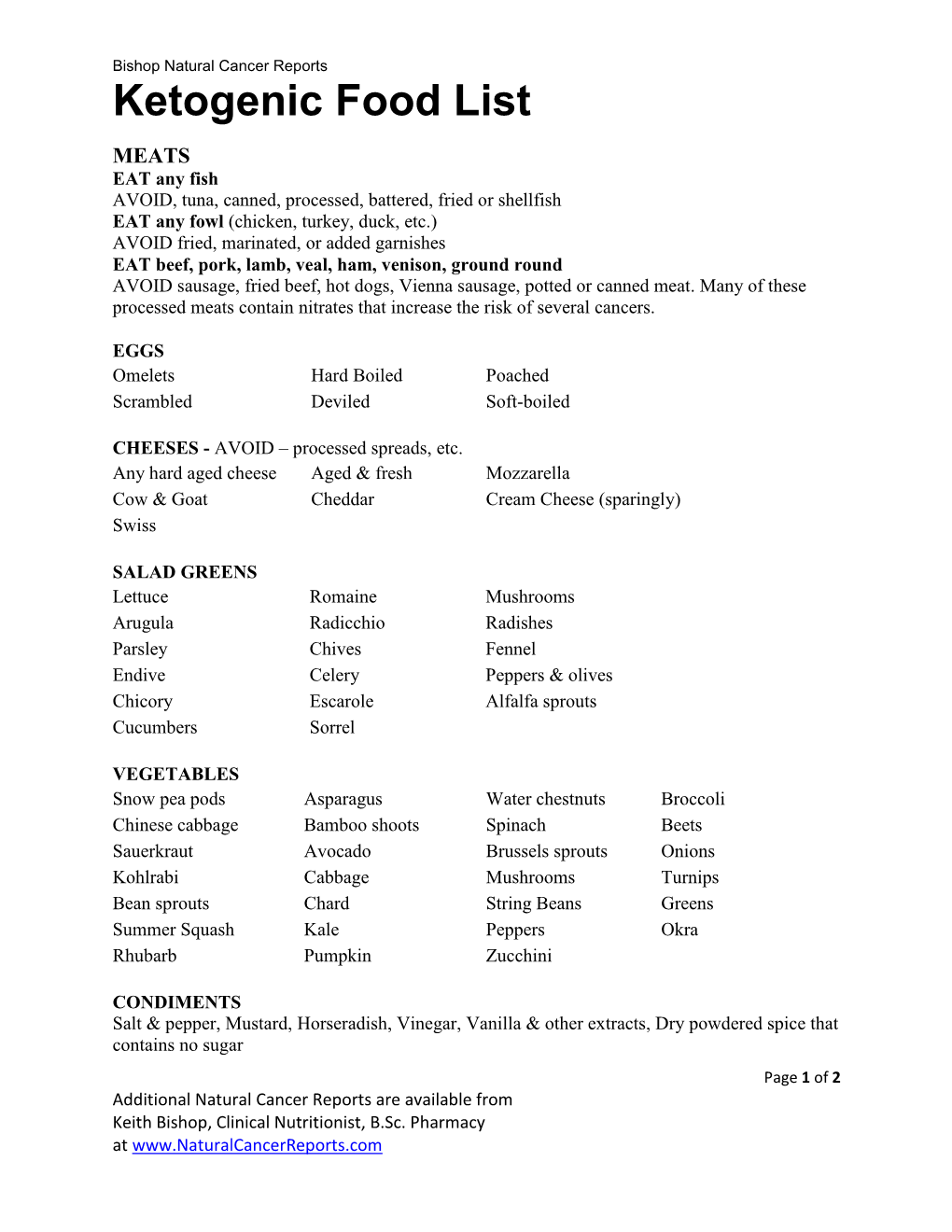 Ketogenic Food List