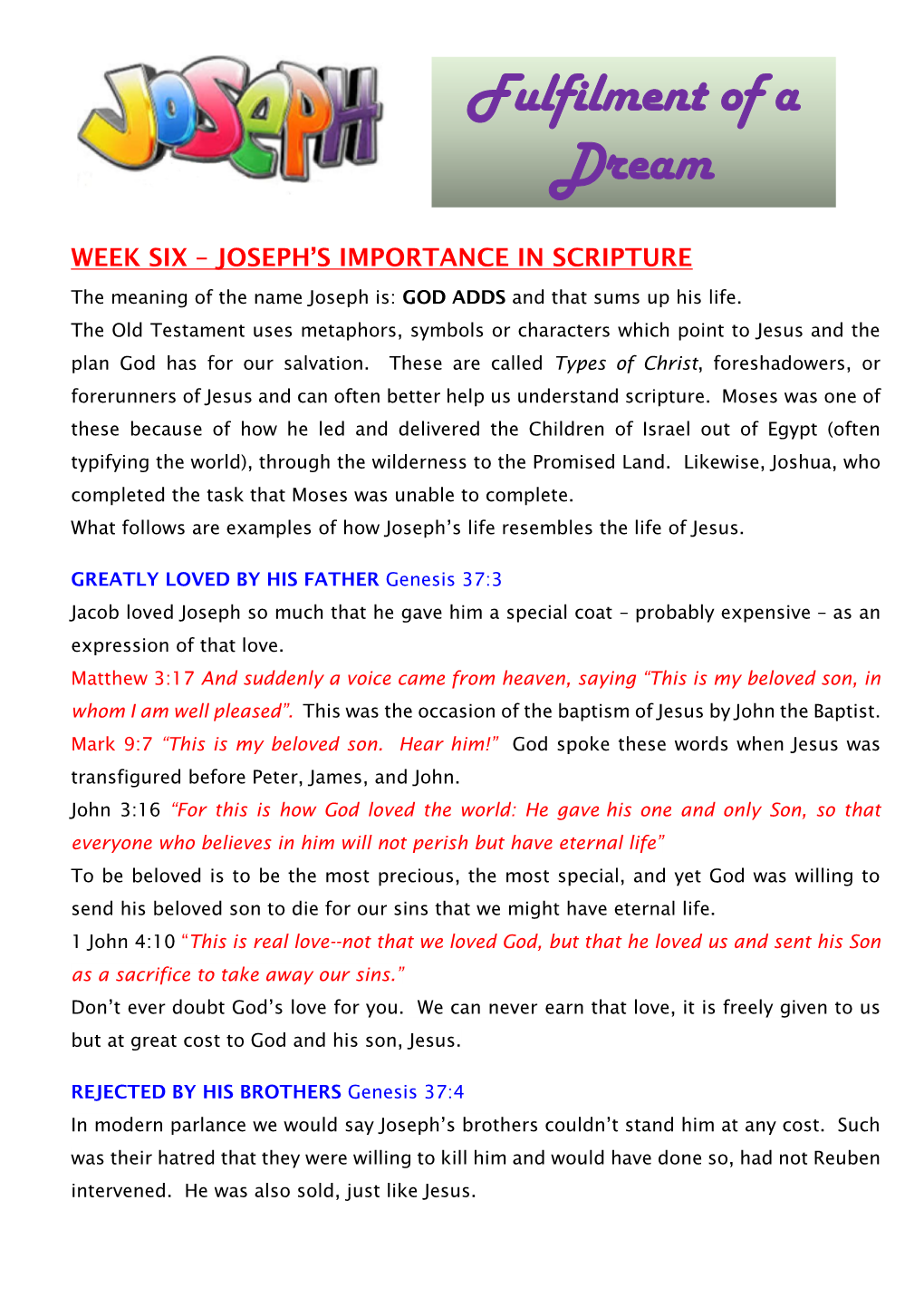 Joseph's Importance in Scripture