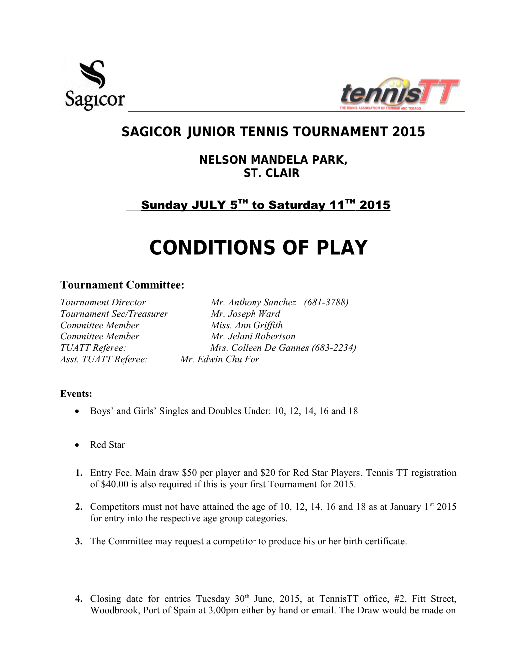 Sagicor Junior Tennis Tournament 2015