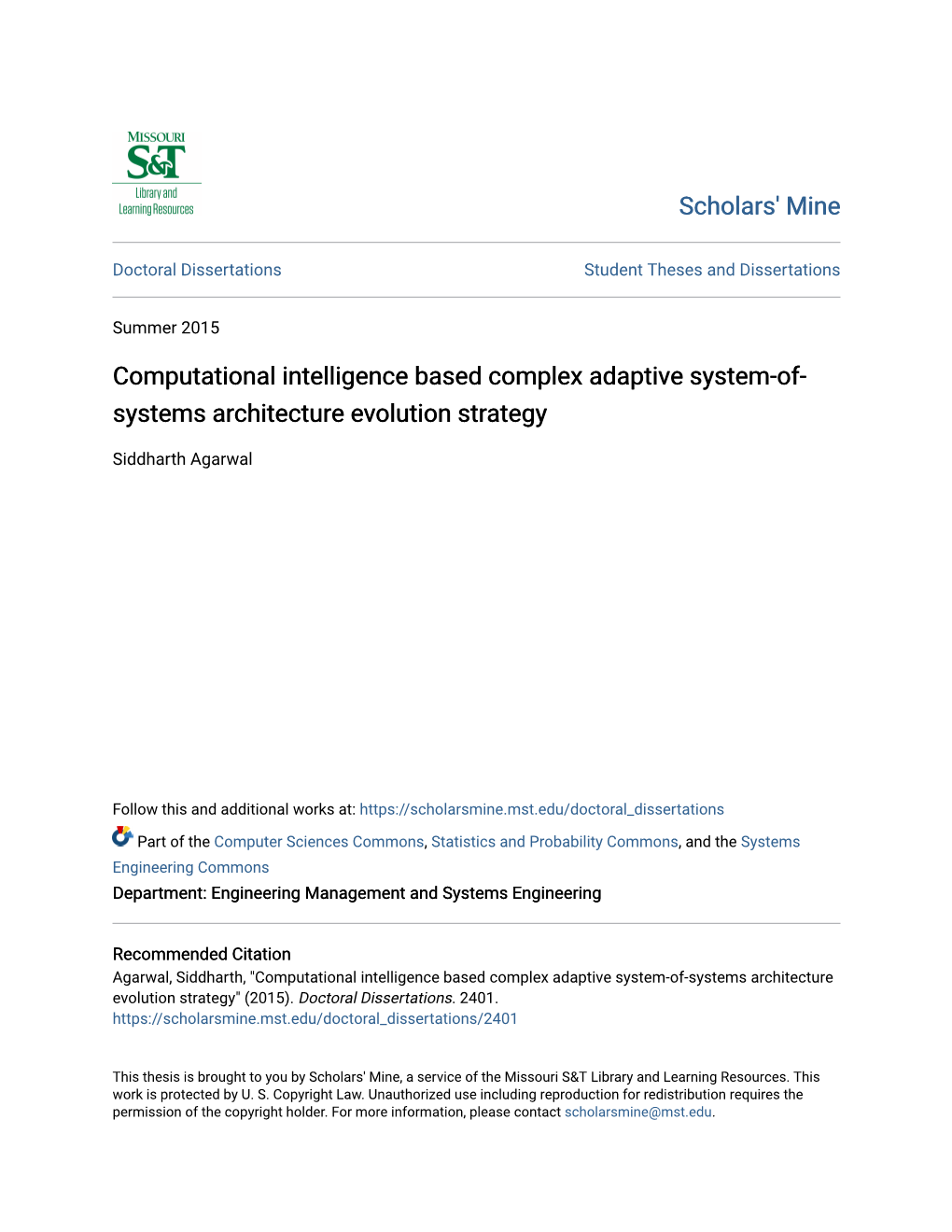 Computational Intelligence Based Complex Adaptive System-Of- Systems Architecture Evolution Strategy