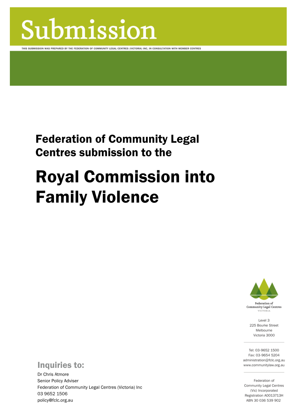 Submission to the Royal Commission Into Family Violence